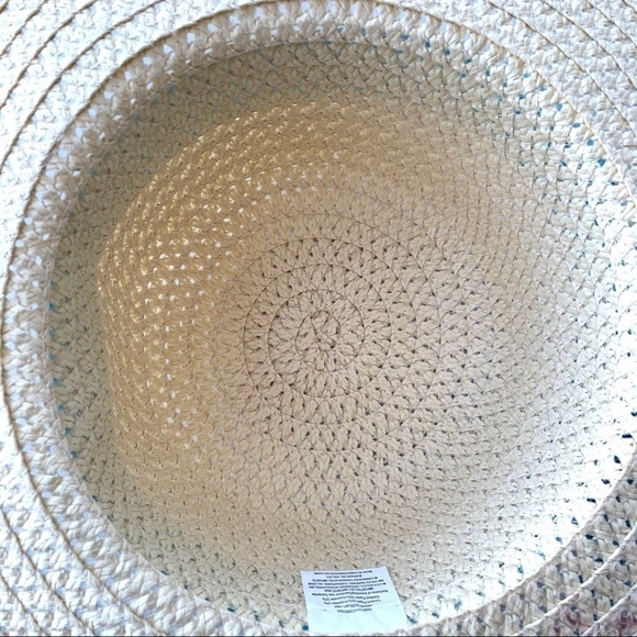 Hat Chapeau Blue Bow Sash Floppy Paper Straw Summer Sun Hat One Size - Picture 7 of 9